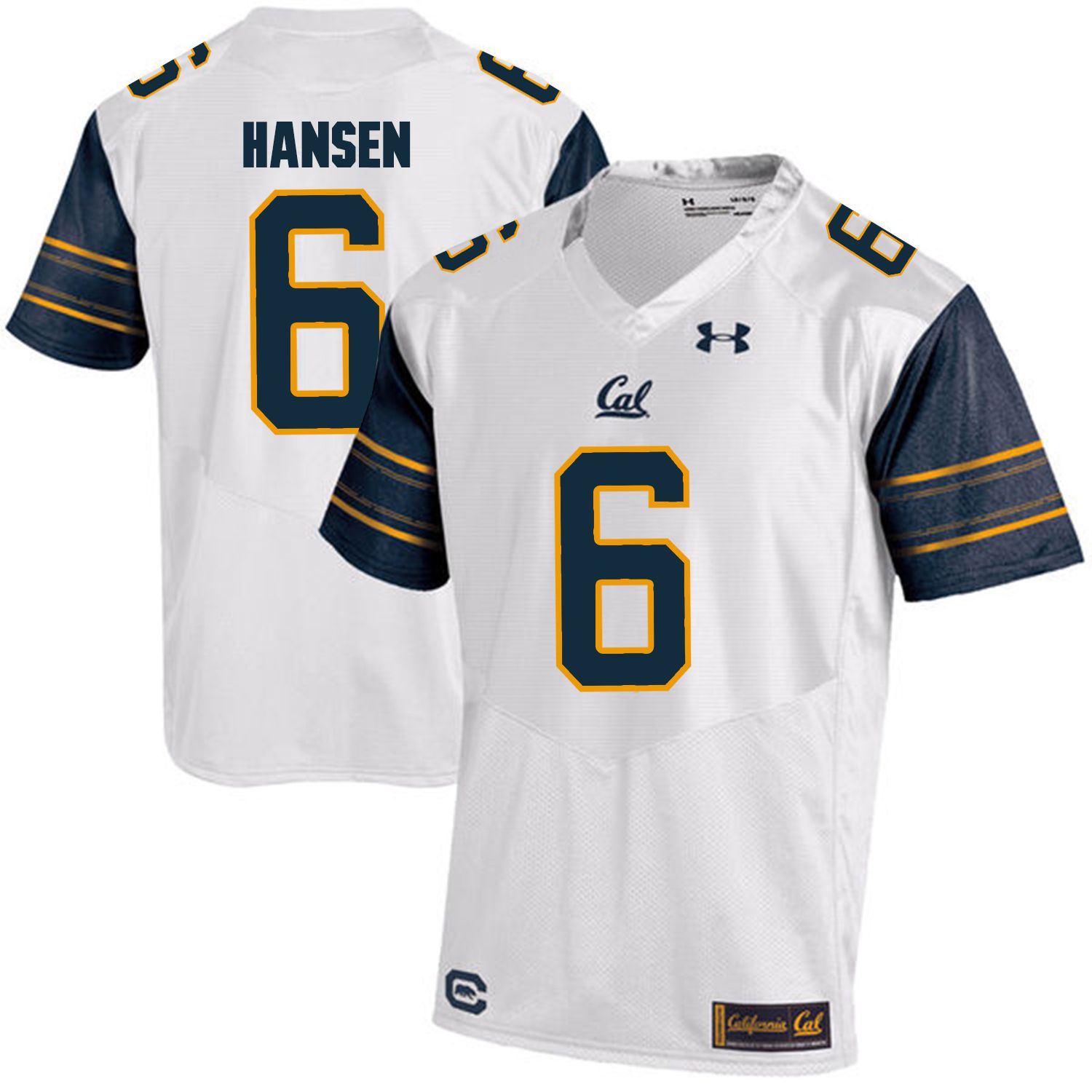 Men California Golden Bears #6 Chad Hansen White Customized NCAA Jerseys1->customized ncaa jersey->Custom Jersey